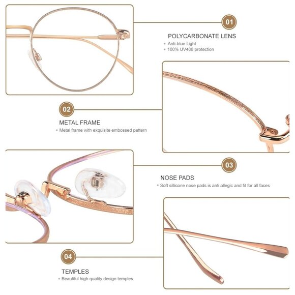 ANDWOOD Blue Light Blocking Glasses Women Men Small Face 2-Pack NEW - Picture 2 of 4